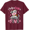 Cow Themed Birthday Party Supplies For Girl 5th Holy Cow I'm Five 5 Years Old 5th Birthday Girl Outfit T-Shirt - Burgundy