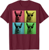 Retro Cute Llama Portrait with Sunglasses Llama Funny Pop Art Llama Lover Photo Booth T-Shirt - Burgundy