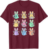 Easter Day Bunny Rabbit Nurse Squad RN Nursing Medical T-Shirt in Burgundy