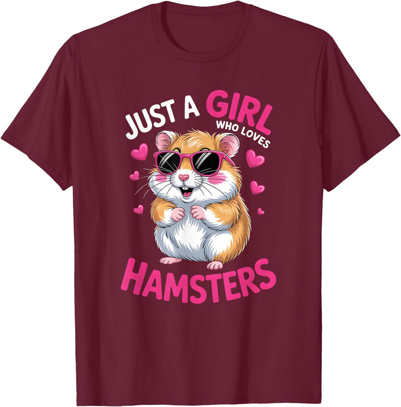 Girls Hamster T-Shirt - Burgundy