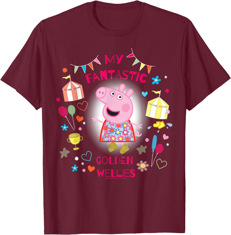 Peppa Pig Golden Wellies T-Shirt - Burgundy