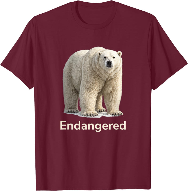 Endangered Animal Species Apparel Company Polar Bear Endangered Animal Species T-Shirt - Burgundy