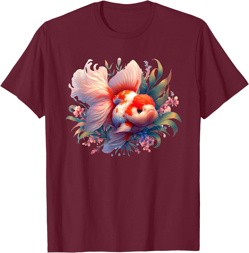 Oranda Goldfish Art Tees Unusual design by Thai Oranda Goldfish for breeders and pet owners T-Shirt - Burgundy
