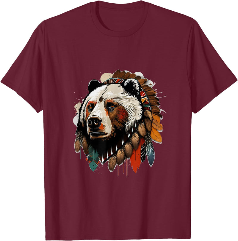 The Mountain Native Bear Spirit T-Shirt - Burgundy