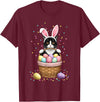 Cat Bunny Ears Eggs Meowy Easter Rabbit Lover Men Women Kids T-Shirt in Burgundy