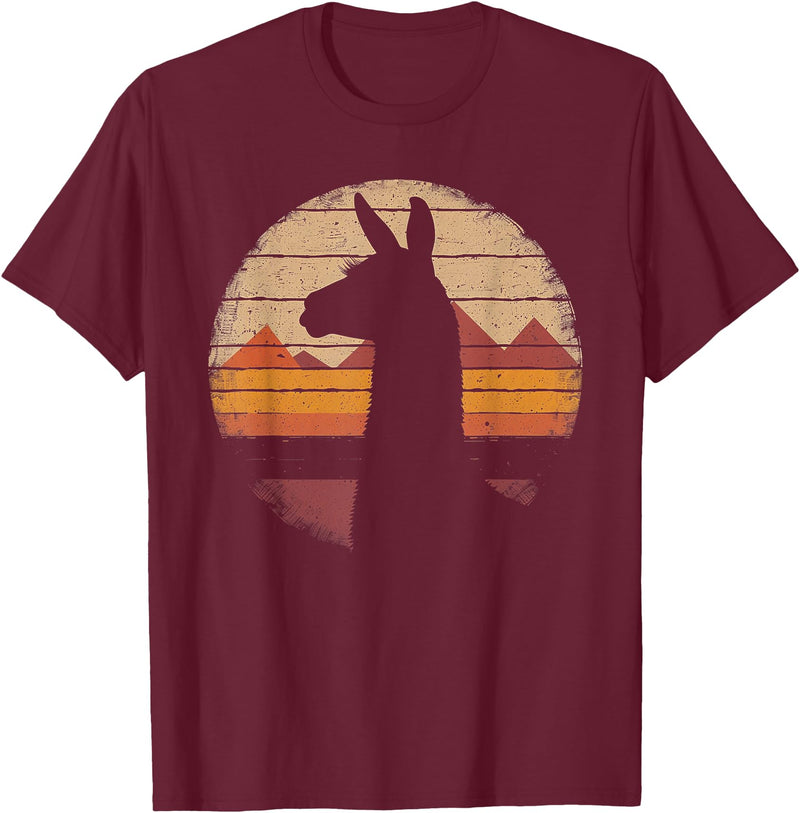 Llama Alpaca - Retro 70s 80s Graphic Vintage -2 Llama Alpaca - Retro 70s 80s Graphic Vintage Men Women Kids T-Shirt - Burgundy