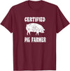 Pig Gifts for Men Women Boys Girls Toddlers by RJ - Unisex Adults Black Cotton 65% Polyester 35% Modern Animal Print Crew Neck Short Sleeve T-Shirt - Small - Office, Work - Casual - 1 Count - Burgundy