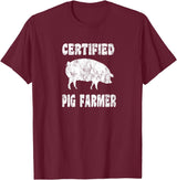 Pig Gifts for Men Women Boys Girls Toddlers by RJ - Unisex Adults Black Cotton 65% Polyester 35% Modern Animal Print Crew Neck Short Sleeve T-Shirt - Small - Office, Work - Casual - 1 Count - Burgundy