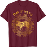 Chinese Zodiac Lunar New Year Astrology Horoscope Chinese New Year Of Pig Chinese Zodiac Year 2031 T-Shirt - Burgundy