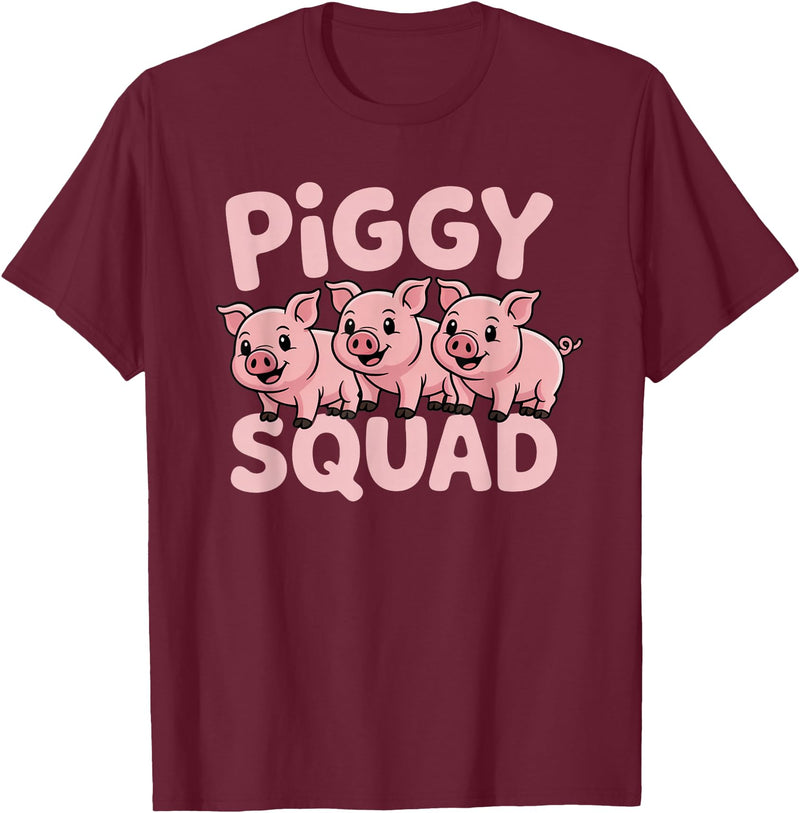 Piggy Squad - Matching Outfit Pig Lover Design T-Shirt - Burgundy