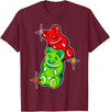 Urban Empyre Gummy Bear Candy Red Green T-Shirt - Burgundy