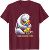 Autism Mama Mom Bear Support Autism Proud Autism Mom Bear Autism Awareness Month T-Shirt - Burgundy