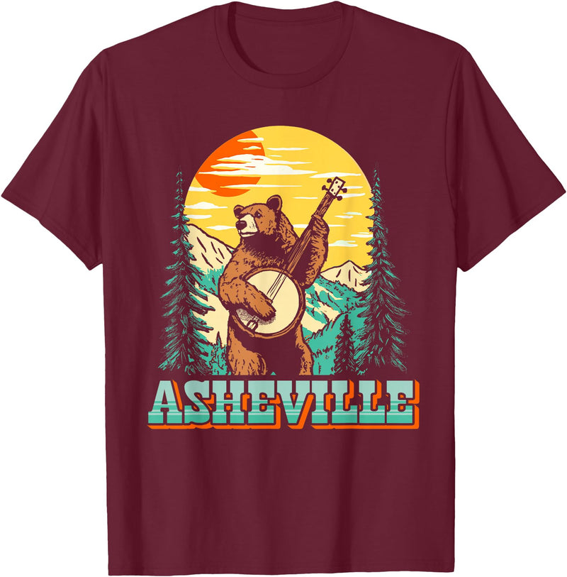 The Thrift Garage Asheville North Carolina Banjo Bear Vintage Nature T-Shirt - Burgundy