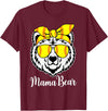 Mama Bear Face Apparel Softball Mama Bear With Sunglasses Bandana Momma Mothers Dy T-Shirt - Burgundy