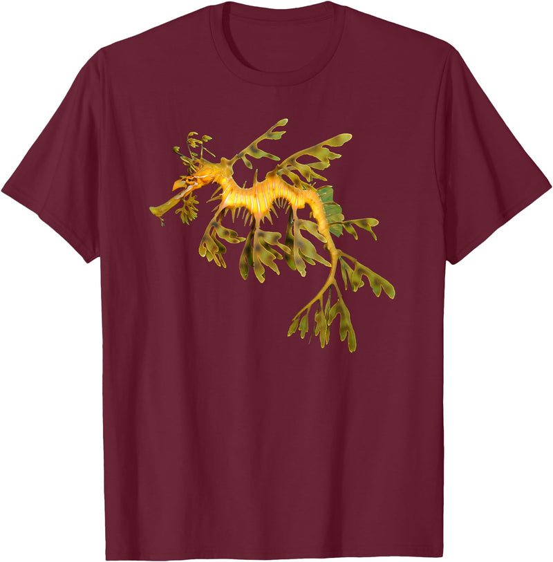 Seahorse T-Shirt Leafy Sea Dragon Seahorse Sea Life Seahorse Leafy Seadragon T-Shirt - Burgundy