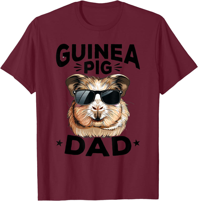 Funny Guinea Pig Pet Lover Rodent Lover Graphics Funny Guinea Pig Pet Lover Rodent Animal Guinea Pig Dad T-Shirt - Burgundy
