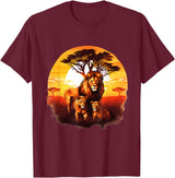 Safari Animal Art Lion Wildlife Safari Tiger African Animal Lovers Savanna T-Shirt - Burgundy
