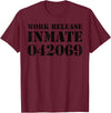 Jail Inmate Costumes by Moxio Orange Prisoner Halloween Costume Work Release Inmate T-Shirt - Burgundy