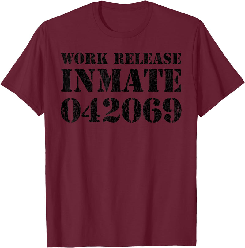 Jail Inmate Costumes by Moxio Orange Prisoner Halloween Costume Work Release Inmate T-Shirt - Burgundy