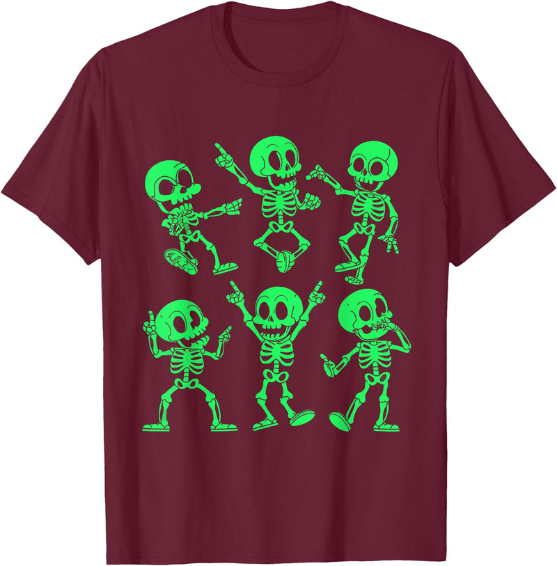 Dancing Skeletons by AlphaONE Dancing Skeletons Dance Challenge Girl Boys Kids Halloween T-Shirt - Burgundy