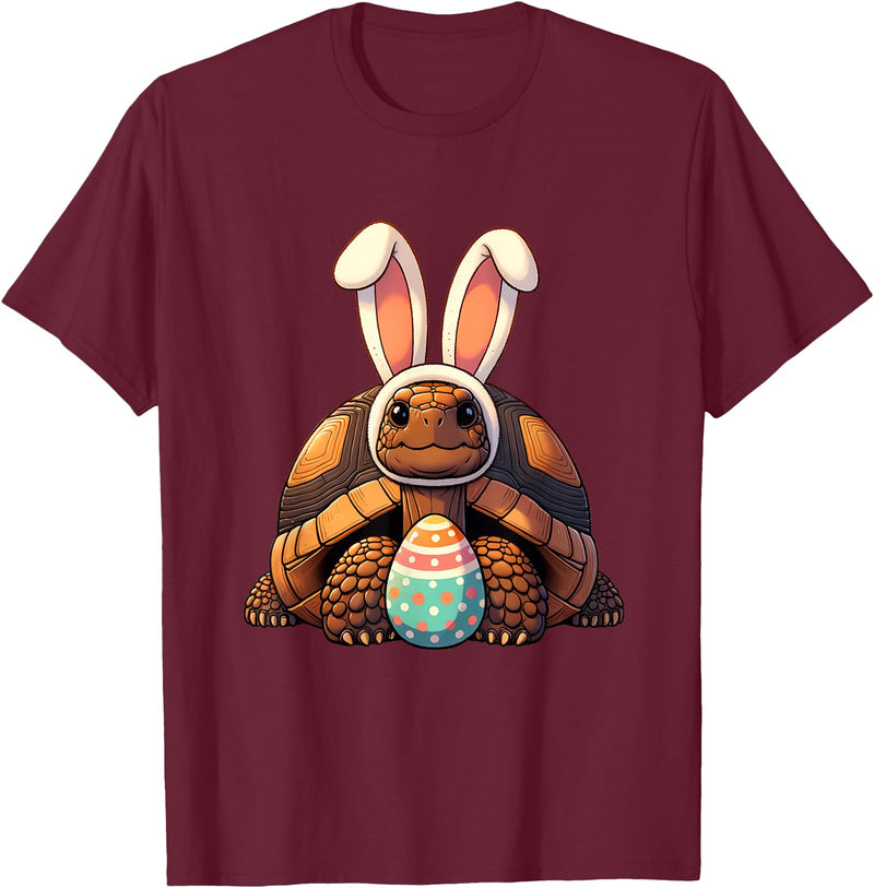 Funny Easter Tortoise Lovers Egg Eggs Bunny Rabbit Funny T-Shirt in Burgundy