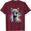 Funny Llama Lover Graphics Funny Llama Alpaca with Sunglasses Animal Graphic T-Shirt - Burgundy