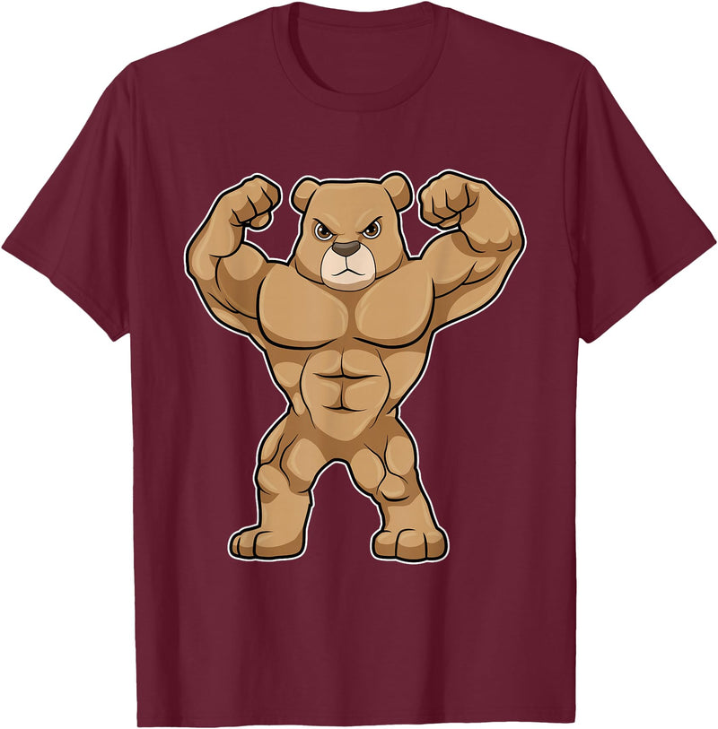 Snabdesign84 Bear Bodybuilder Bodybuilding Sports T-Shirt - Burgundy