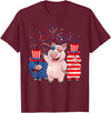 Ohia Three Patriotic Pigs USA Independence Day Tee Funny Red White Blue Pig American Flag Farmer 4th Of July T-Shirt - Burgundy