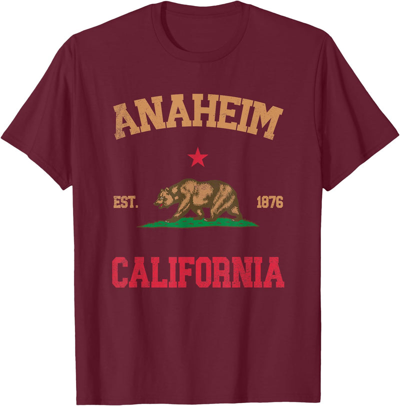Anaheim California CA Designs Anaheim California T-Shirt - Burgundy
