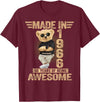 Vintage 60th Birthday 2026 Gifts Men Women 1966 60 Year Old Made in 1966 Teddy Bear 60th Birthday Men Women T-Shirt - Burgundy