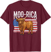 Funny Scottish Highland Cow 4th of July Scottish Highland Cow 4th of July Independence Day Moo-rica T-Shirt - Burgundy