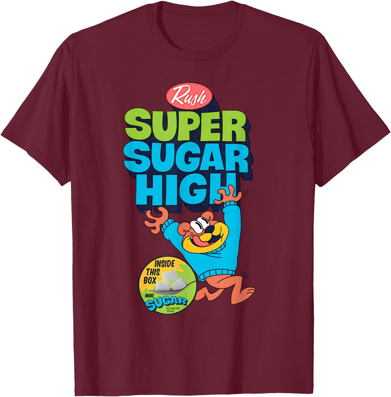 Mathiole Super Sugar Funny Cereal Box Sweet Tooth Bear Candy T-Shirt - Burgundy