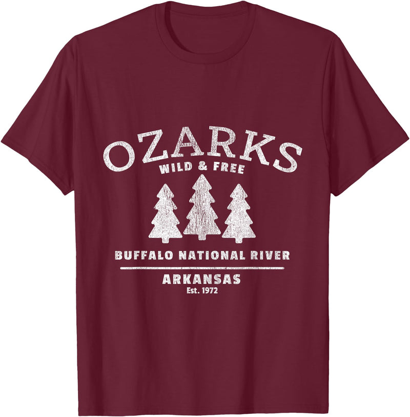 Arkansas Wilderness Designs and Gifts Buffalo National River - Arkansas - Ozark Mountains T-Shirt - Burgundy