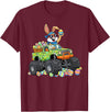 Easter Day Bunny Monster Truck Eggs Cool Rabbit Men Boys Kid T-Shirt in Burgundy