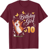 Giraffe Birthday Party by LazyPanda Guinea Pig Birthday Girl 10th Birthday Party 10 Year Old T-Shirt - Burgundy