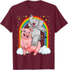 GoshWow Elephant Riding Pig Funny And Magical Elephant Pig Pun T-Shirt - Burgundy