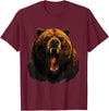 Forest Animal Art Bear Portrait Art Work Wildlife Animal Lovers Forest Motif T-Shirt - Burgundy