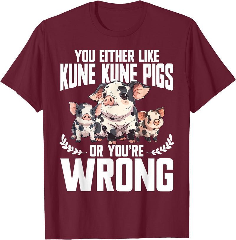 Kune Kune Pig Accessories & KuneKune Clothes Kune Kune Pig Lover Pig Breeder Supplies Kunekune Pig T-Shirt - Burgundy