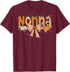 Pumpkin Fall Leopard Happy Thanksgiving Mat Nonna Pumpkin Fall Coquette Bow Thanksgiving Mom Women T-Shirt - Burgundy