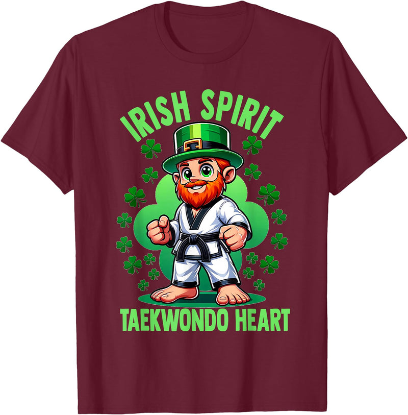 Buffalo Taekwondo Karate and Martial Arts Tees St Patricks Day Martial Arts Irish Spirit Taekwondo Heart T-Shirt - Burgundy