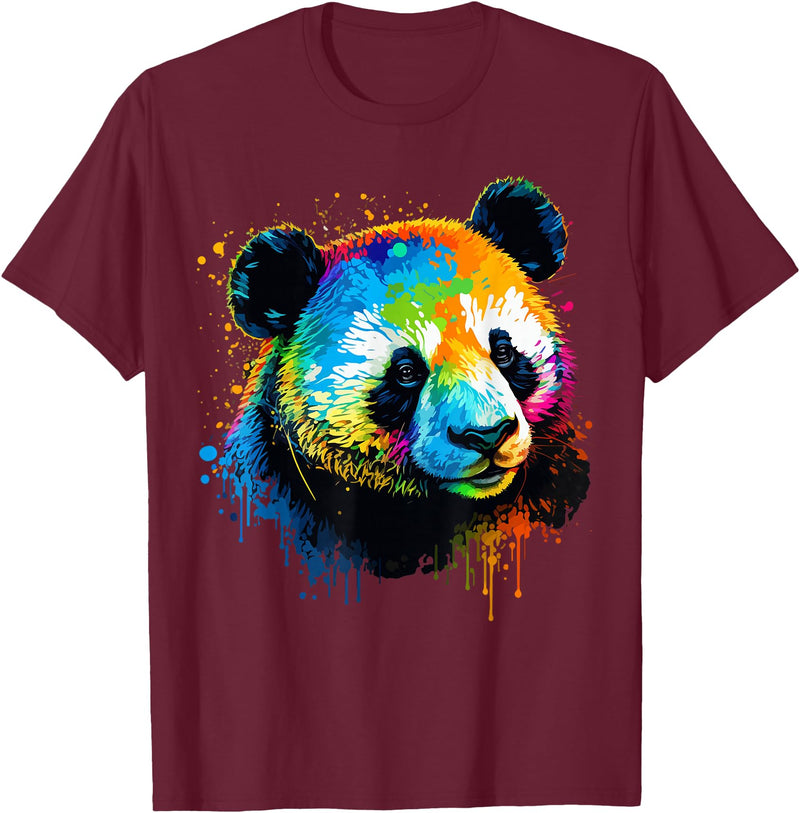 Cute Panda Lovers Kawaii Asian Bears Gifts DAIMMER Watercolor Panda T-Shirt - Burgundy