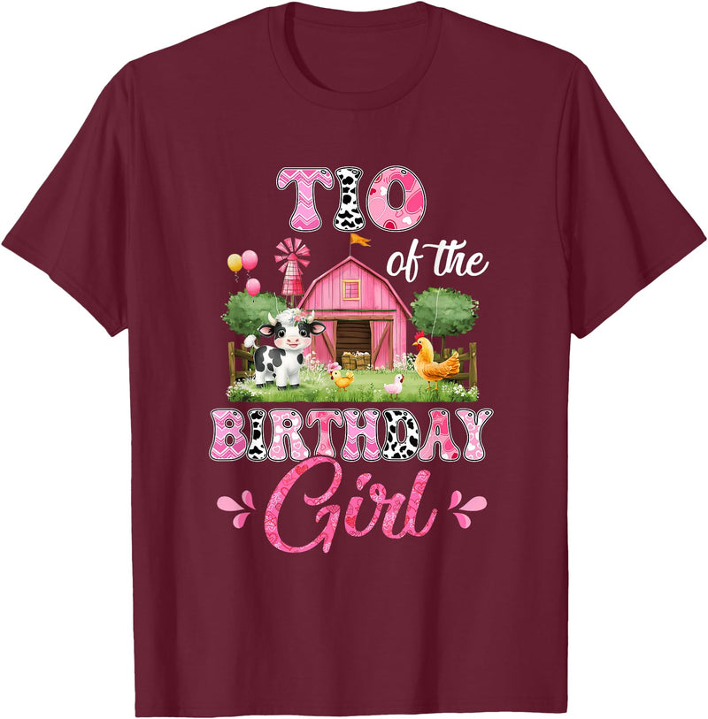 Cow First Birthday Girl Family Tio Of The Birthday Girl 1st Birthday Cow Farm Family T-Shirt - Burgundy
