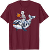 Orca Skeleton Halloween Whale Apparel Co. Skeleton Riding Mummy Orca Halloween Candy Whale T-Shirt - Burgundy