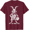 The Creepy White Rabbit in Wonderland Horror Fantasy Art T-Shirt in Burgundy