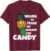 Swinger Upside Down Pineapple Apparel Halloween Trade Husband for Candy Swinger Women Wife T-Shirt - Burgundy