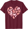 Pig Heart Lover Gift Co. Pig For Women Girls Kids Heart Shape Poses Cute Pig T-Shirt - Burgundy