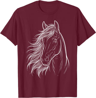 Elegant Horse Silhouette tee for Horse Lovers Cute & Elegant Horse Silhouette Art for Horse Lovers T-Shirt - Burgundy