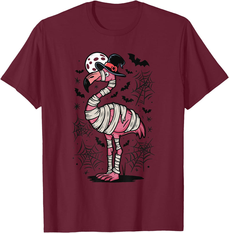 Flamingo Halloween Costume Mummy Spooky Flamingo Mummy T-Shirt - Burgundy