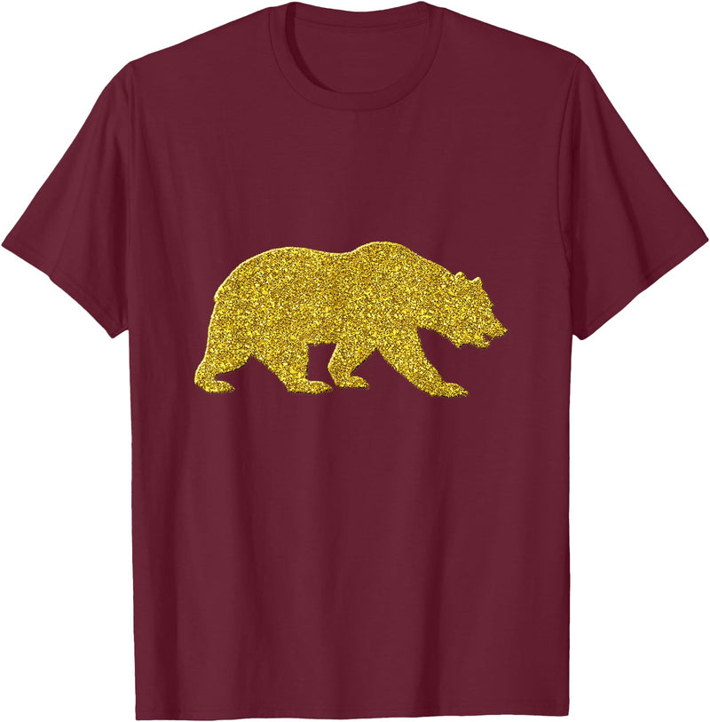 SunFrot Bear Vintage Golden Retro Animal Symbol T-Shirt - Burgundy