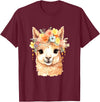 Alpaca and llama with flowers Designs Alpaca with Flowers, Cute Alpaca and Llama T-Shirt - Burgundy